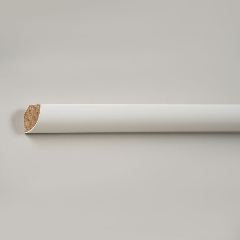 Masif Ahşap Çeyrek Yuvarlak Kalıplama (Dolgu Astarlı) - Beyaz 3/5' × 3/5'
