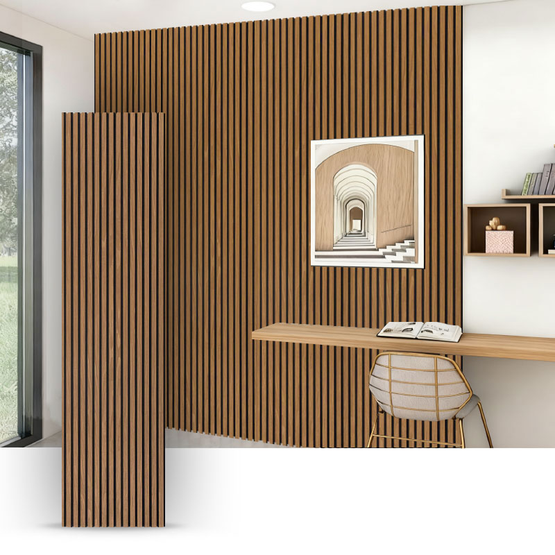 Izgara Duvarı/Akustik Duvar Paneli (3 Taraflı Mühendislik Ahşap Kaplamayla Sarılmış) - Ahşap Damar Rengi 2400/2700mm x 600mm