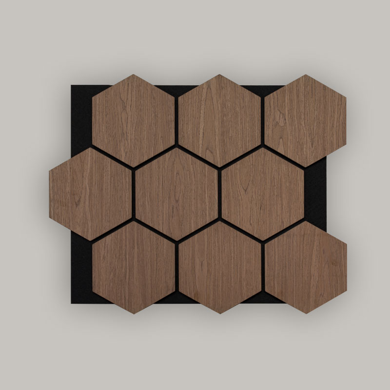 Izgara Duvarı/Akustik Duvar Paneli Altıgen (Mühendislik Ahşap Kaplamayla Sarılmış) - Ahşap Damar kaplama 693 mm x 567 mm