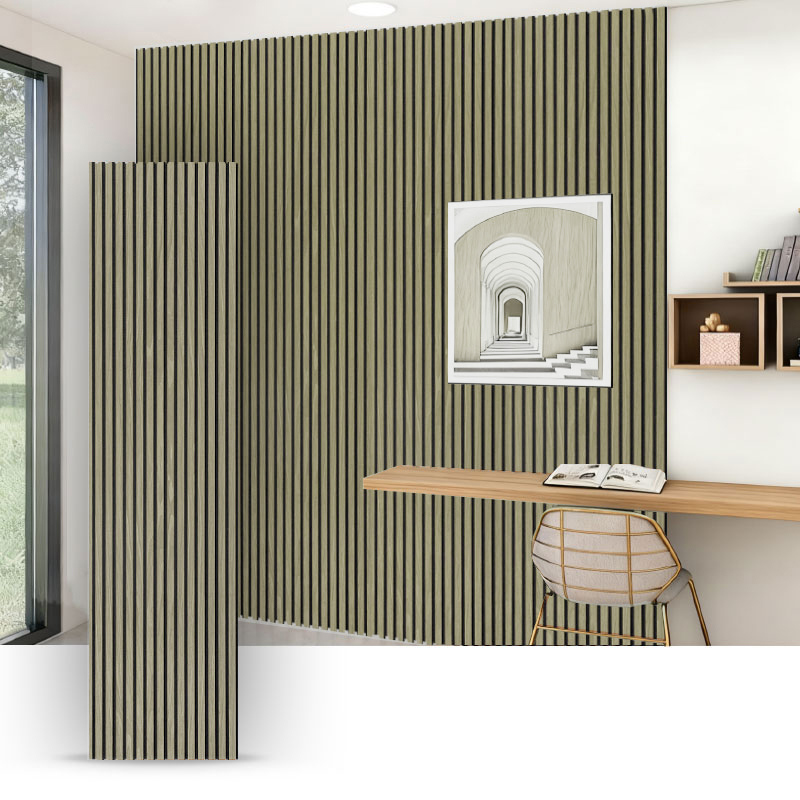 Izgara Duvarı/Akustik Duvar Paneli (3 Tarafı PVC Sarılmış) – Kumaş-Tahıl / Deri-Tahıl – 2400/2700mm × 600mm