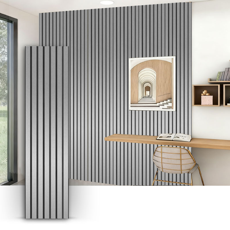 Izgara Duvar/Akustik Duvar Paneli (3 Taraflı PVC Sarılmış) - Metalik Fırçalanmış Renk 2400/2700mm x 600mm